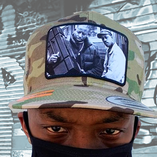 Gang Starr Guru & Premier Radio Photo Snapback Hat - Multi-Green Camo